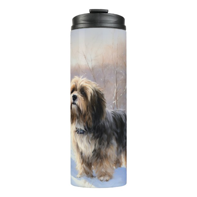 Tibeter Terrier Let It Snow Weihnachten Thermosbecher (Vorderseite)