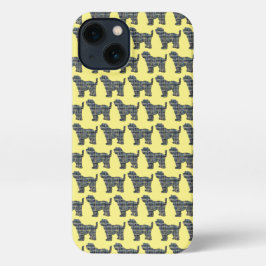 Tibeter Terrier Niedlich TT Dog Silhouette Grid Ye iPhone Hülle