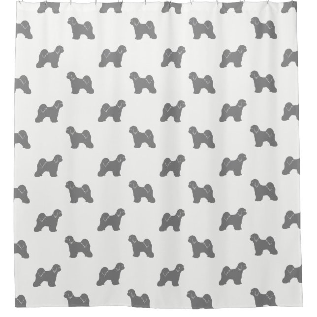 Tibeter Terrier Silhouetten Muster Duschvorhang (Vorderseite)