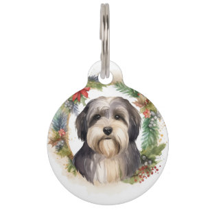 Tibeter Terrier Weihnachtskranz Festliche Jungfrau Haustiermarke