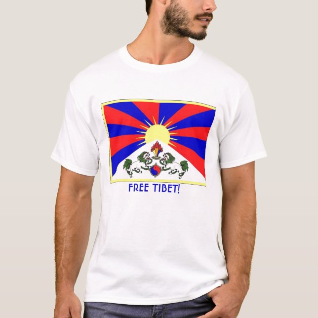 Tibetflagge, FREIES TIBET! T-Shirt (Vorderseite)