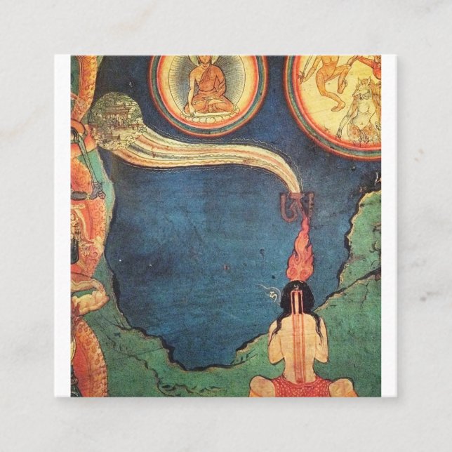 tibetisch-buddhistische Darstellung des Tummos Quadratische Visitenkarte (Vorderseite)