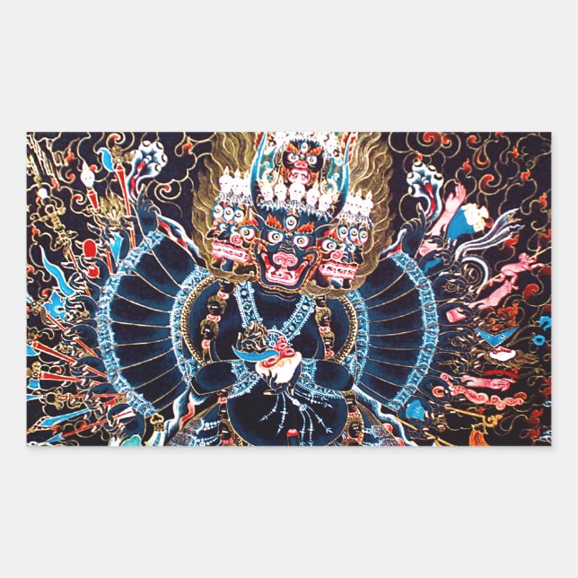 tibetisch-buddhistische Kunst (Chemckok Heruka) Rechteckiger Aufkleber (Vorderseite)