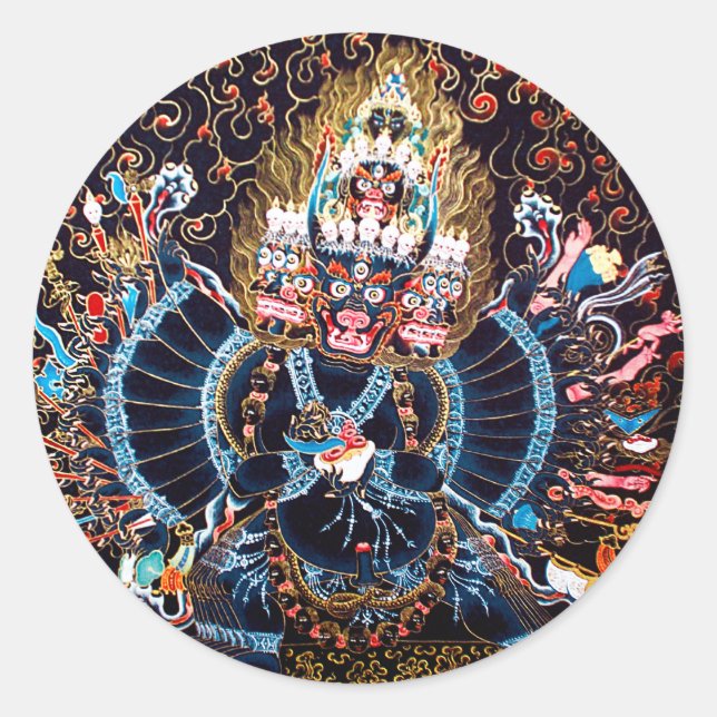 tibetisch-buddhistische Kunst (Chemckok Heruka) Runder Aufkleber (Vorderseite)
