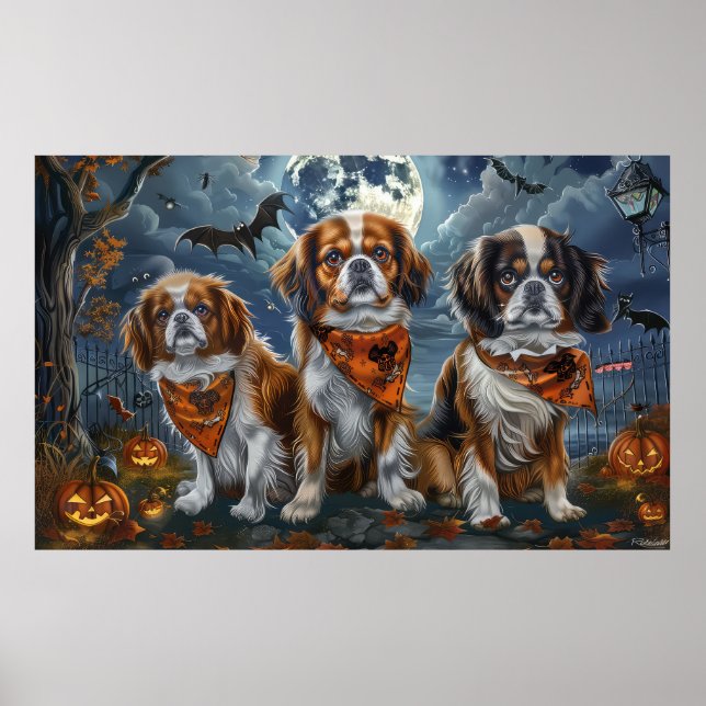 Tibetisch-Spaniel Halloween Spooky Poster (Vorne)