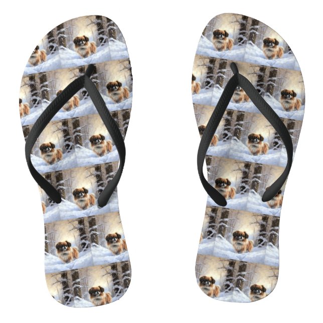 Tibetisch-Spanier lassen Weihnachten schneeweilen Flip Flops (Fußbett)