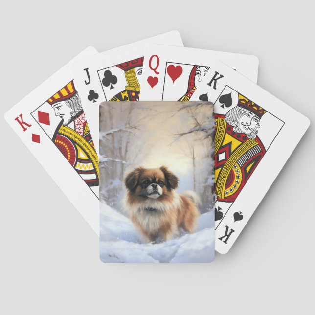 Tibetisch-Spanier lassen Weihnachten schneeweilen Spielkarten (Rückseite)