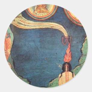 tibetische buddhistische Darstellung von Tummo Runder Aufkleber