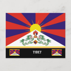 Tibetische Flagge & Himalaya-Landreise / Tibet Postkarte