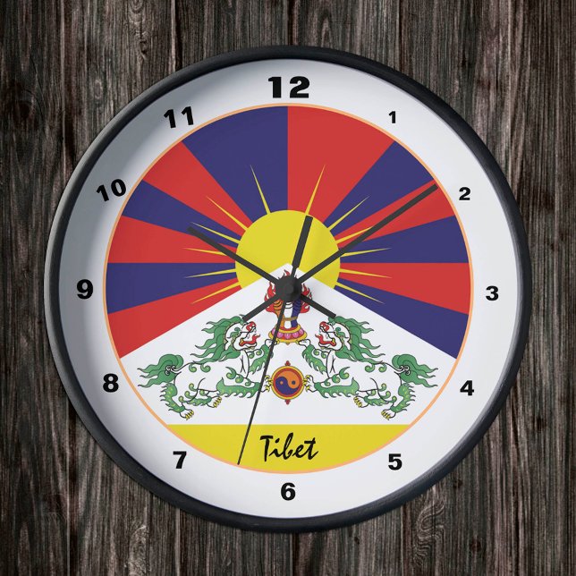 tibetische Flagge & patriotische Zuhause /Design Runde Wanduhr (Von Creator hochgeladen)