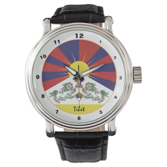 tibetische Flagge & tibetische trendige Mode /Desi Armbanduhr (Vorderseite)