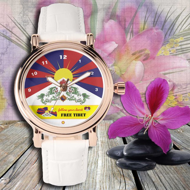 Tibetische Flaggenüberwachung, Tibet-Karte, Herz / Armbanduhr (Von Creator hochgeladen)