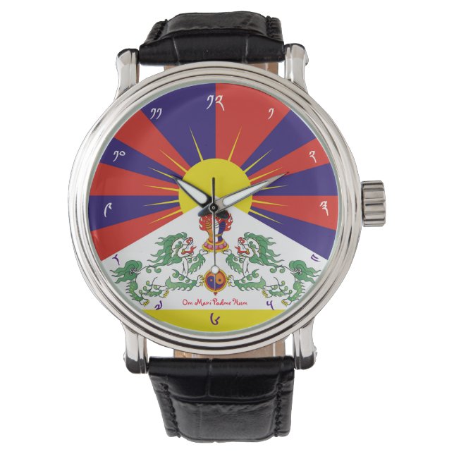 tibetische Flaggenüberwachung - Zeit für Tibet und Armbanduhr (Vorderseite)