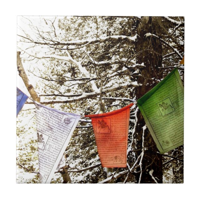 Tibetische Gebetsfahnen Fliese (Vorderseite)