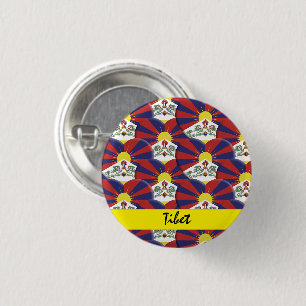 Tibetische Herzen und tibetische Flagge / Tibet Button