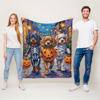 Tibetische Hunde Spaniens zu Halloween-Kostümen Fleecedecke