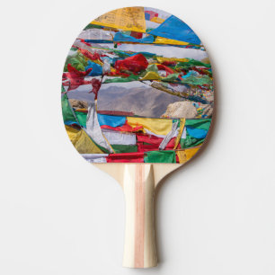 tibetische Landschaft mit Gebetsfahnen - Himalaya Tischtennis Schläger