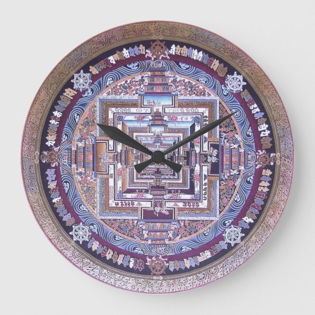 Tibetische Mandaluhr / Serakloster / Aufklärung Große Wanduhr (Vorderseite)