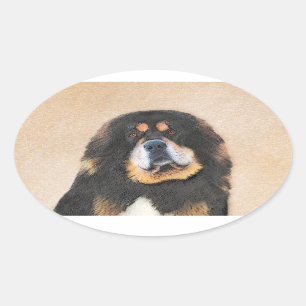 Tibetische Maskenmalerei - Niedliche Hundekunst Ovaler Aufkleber