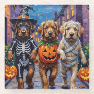 Tibetische Mastiff-Hunde zu Halloween-Kostümen Glasuntersetzer