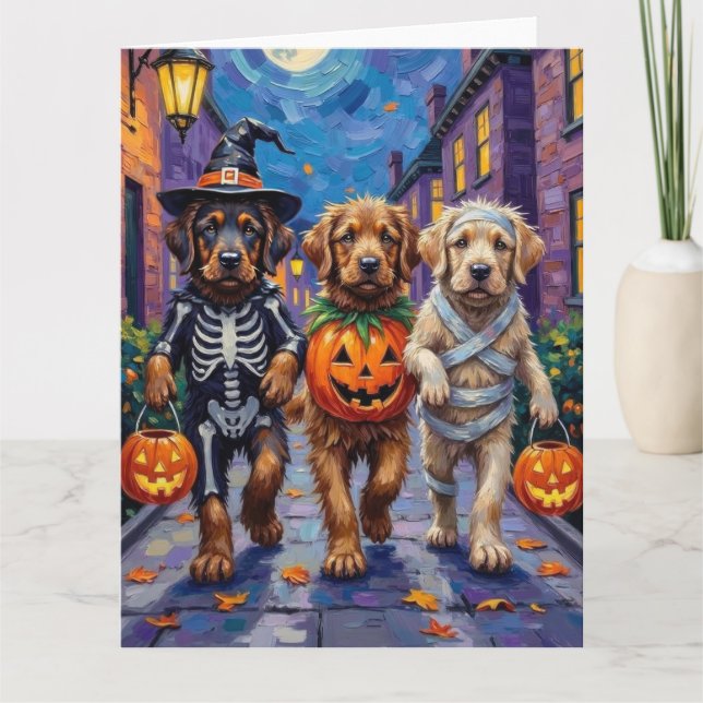 Tibetische Mastiff-Hunde zu Halloween-Kostümen Karte (Vorderseite)