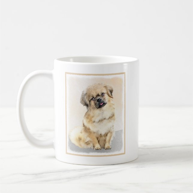 Tibetische spanische Malerei - Niedliche Hundekuns Kaffeetasse (Links)