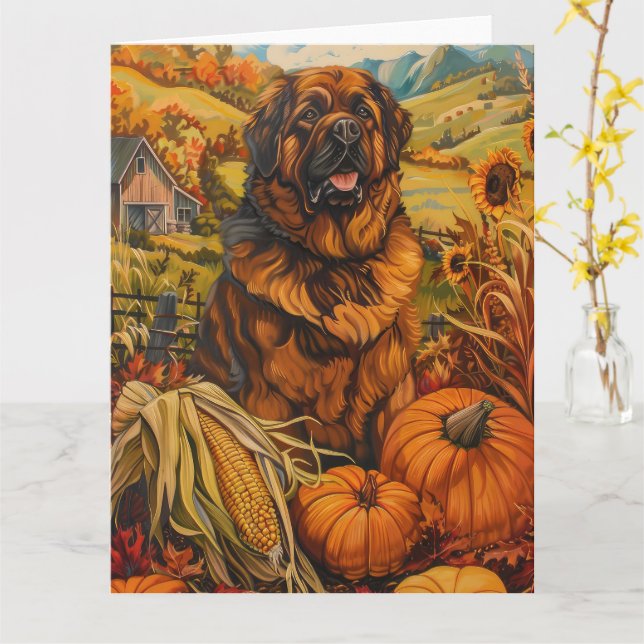Tibetischer Mastiff Hund Herbst Ernteertrag Ernted Karte (Gelbe Blume)