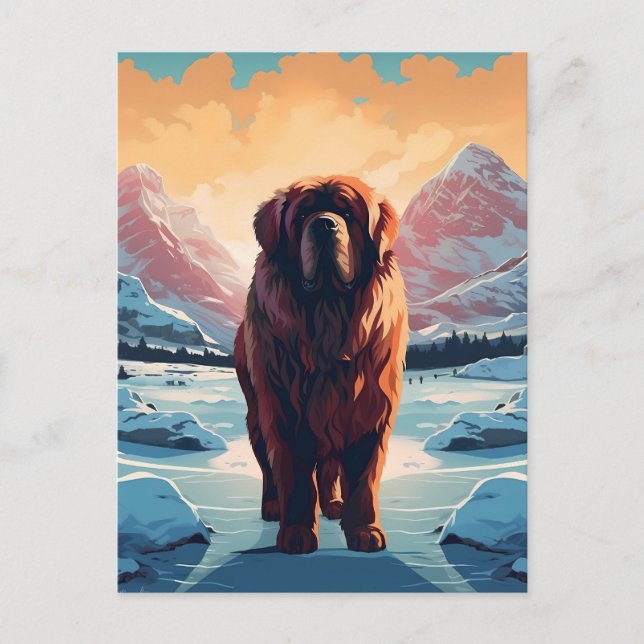 Tibetischer Mastiff in schneebedeckten Bergen Postkarte (Vorderseite)