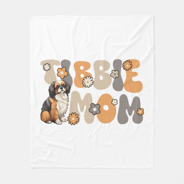Tibetischer Spaniel Groovy Tibbie-Mama Fleecedecke (Vorderseite)