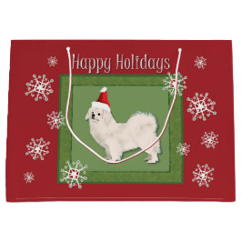 Tibetischer Spaniel (weiß) Weihnachtsbeutel Große Geschenktüte