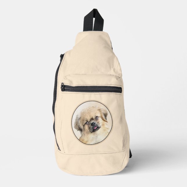 Tibetischer Spanisch-Malereicreme und Weiße Hunde  Crossbody Bag (Vorderseite)