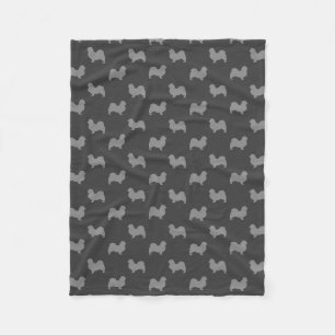 Tibetischer Spanischer Hund Silhouette Pattern Gra Fleecedecke