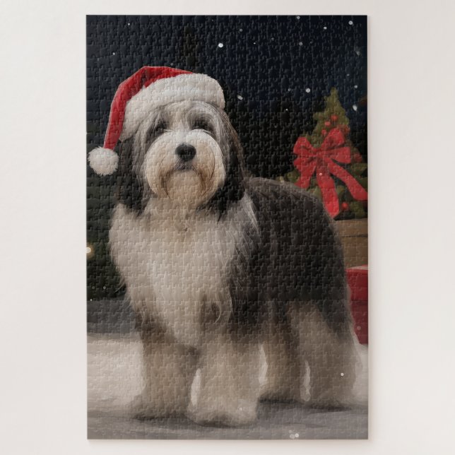 Tibetischer Terrier Dog zu Schneehochzeiten (Vertikal)