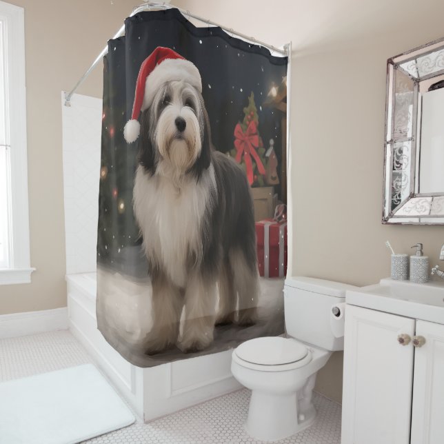 Tibetischer Terrier Dog zu Schneehochzeiten Duschvorhang (Beispiel)