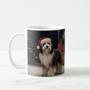 Tibetischer Terrier Dog zu Schneehochzeiten Kaffeetasse