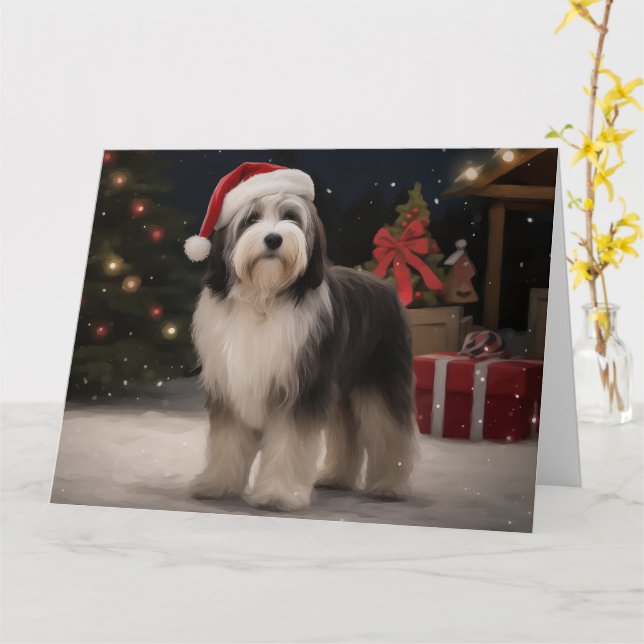 Tibetischer Terrier Dog zu Schneehochzeiten Karte (Gelbe Blume)