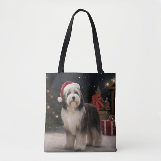 Tibetischer Terrier Dog zu Schneehochzeiten Tasche (Vorderseite)