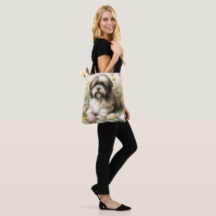Tibetischer Terrier Hund mit Ostereier Urlaub Tasche