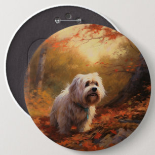 Tibetischer Terrier im Herbstfall Inspiriert Button