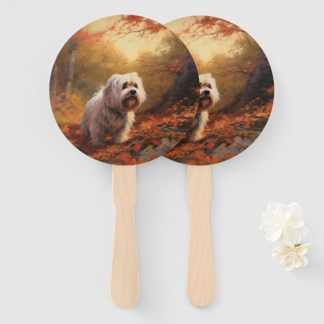 Tibetischer Terrier im Herbstfall Inspiriert Fächer (Vorne und Hinten)