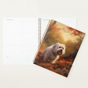 Tibetischer Terrier im Herbstfall Inspiriert Planer