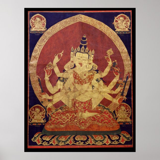Tibetischer Thanka von Guhyasamaja Akshobhyavajra Poster (Vorne)