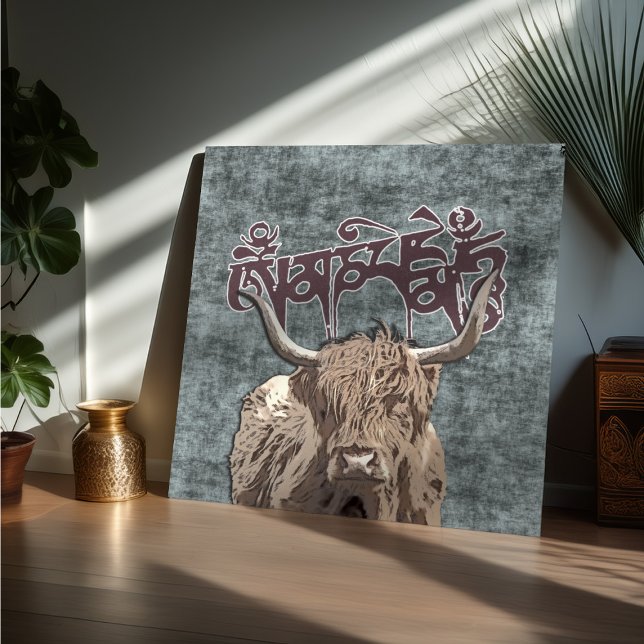 Tibetischer Yak mit Mani Mantra ( OM MANI PADME HU Poster (Von Creator hochgeladen)