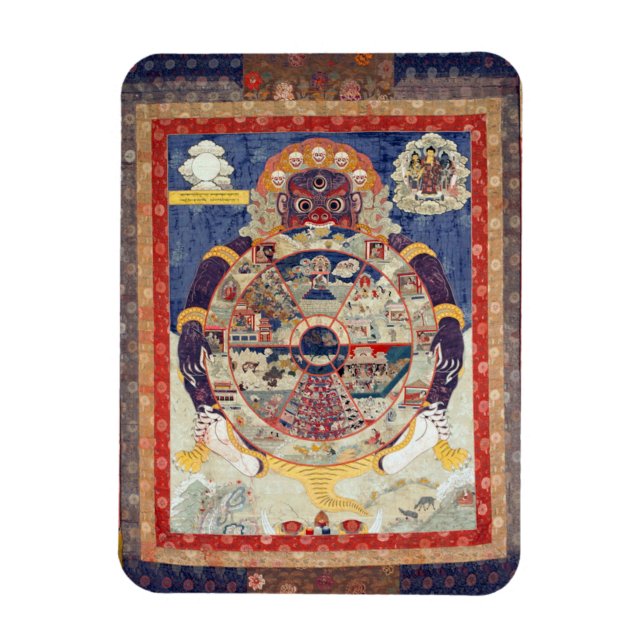 Tibetisches Rad des Lebenszyklus von Samsara Magnet (Vertikal)