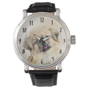 Tibetisches spanisches Gemälde - Niedliche Hundeku Armbanduhr