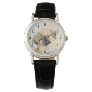 Tibetisches spanisches Gemälde - Niedliche Hundeku Armbanduhr