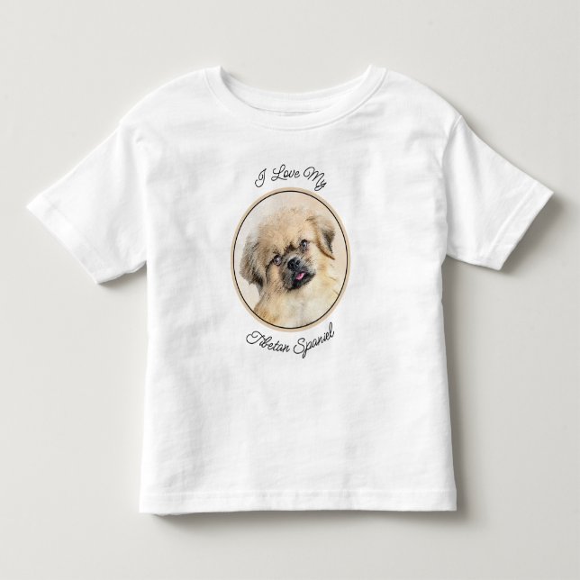 Tibetisches spanisches Gemälde - Niedliche Hundeku Kleinkind T-shirt (Vorderseite)