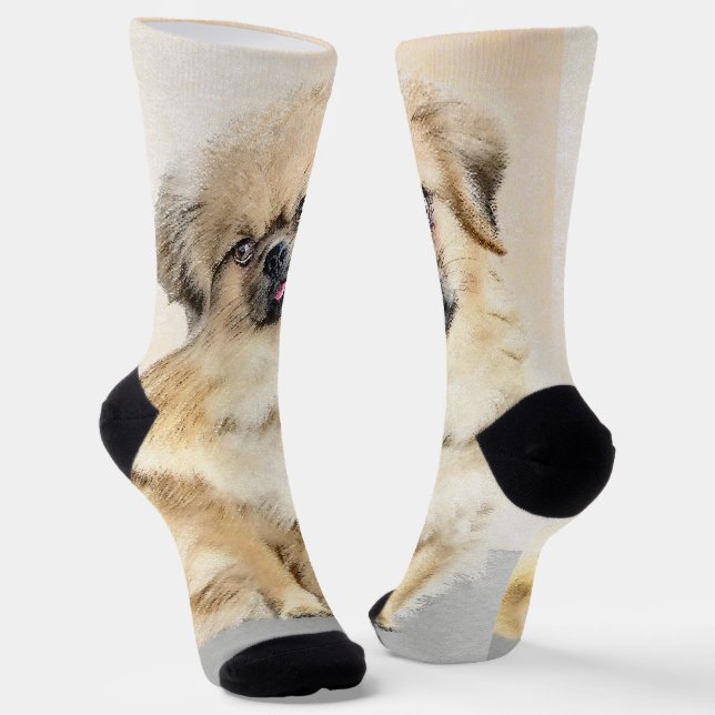 Tibetisches spanisches Gemälde - Niedliche Hundeku Socken (Gewinkelt)