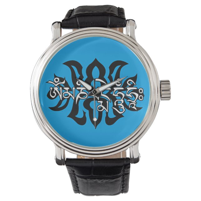 Tibetisches spirituelles Geschenk für IHN/Om Ma Ni Armbanduhr (Vorderseite)