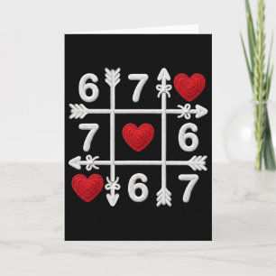 Tic Tac Toe 67 Valentins-Paar-Herzen Sechs Sieben Karte